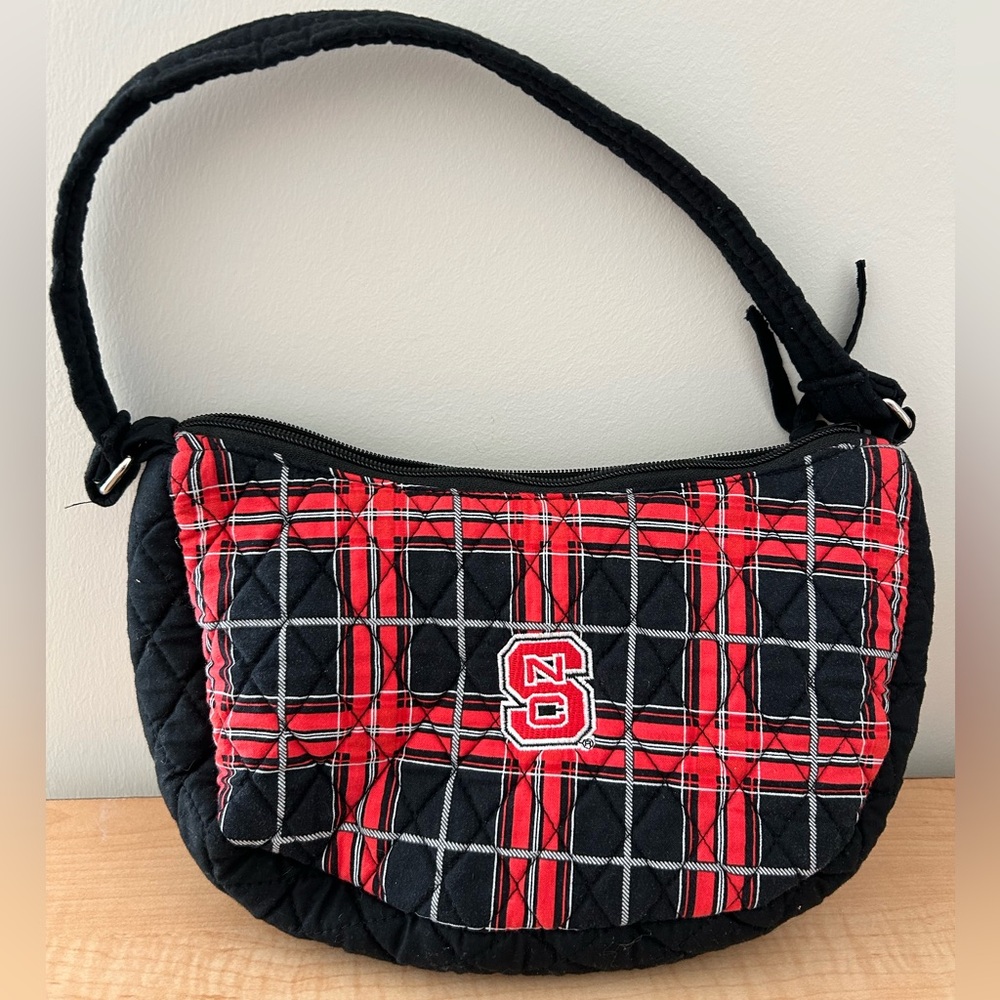 NC State University Wolfpack Plaid Purse Black Red